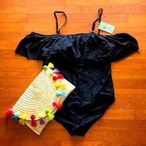 Black off the shoulder one piece